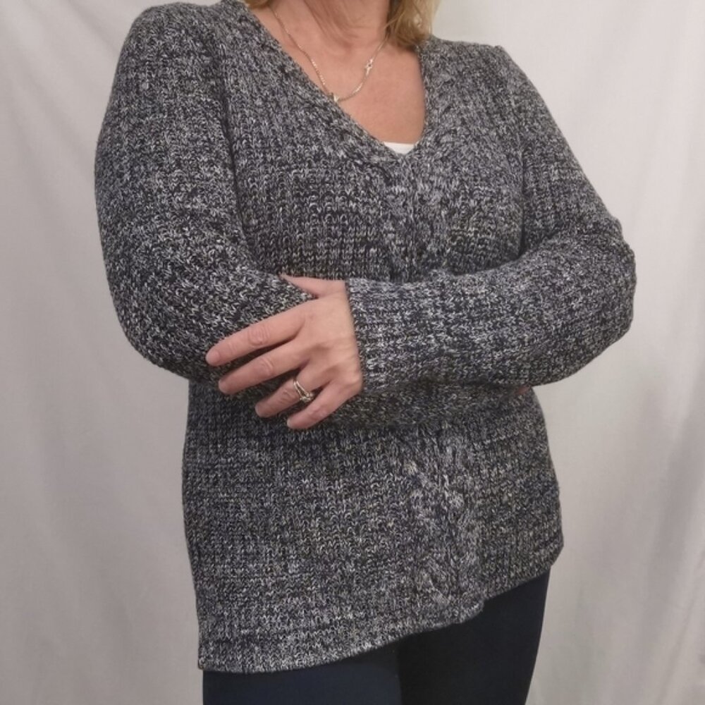 Banana Republic Black Mix V-Neck Sweater - Sz L